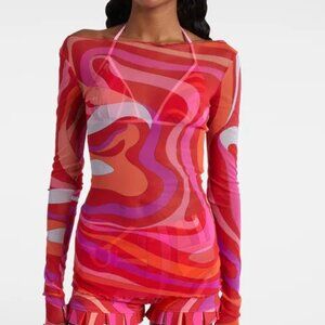 Pucci Marmo Semi-Sheer Tulle Top